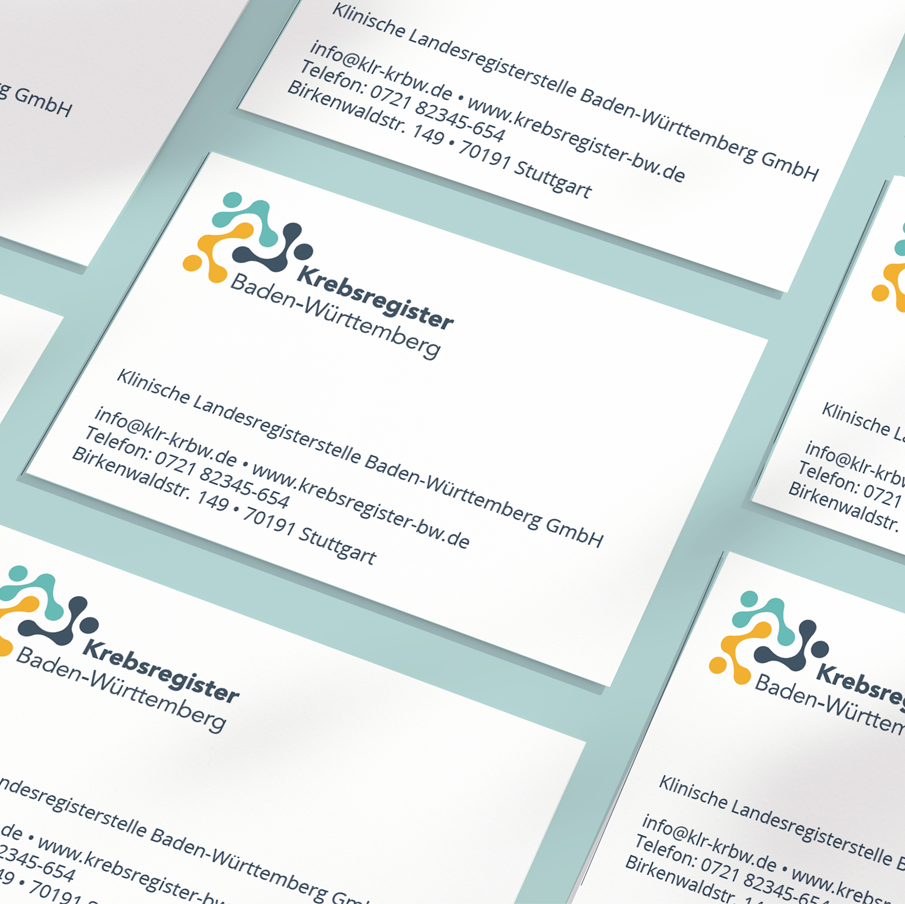 Referenzprojekt Krebsregister Baden-Württemberg Mockup (Visitenkarten)
