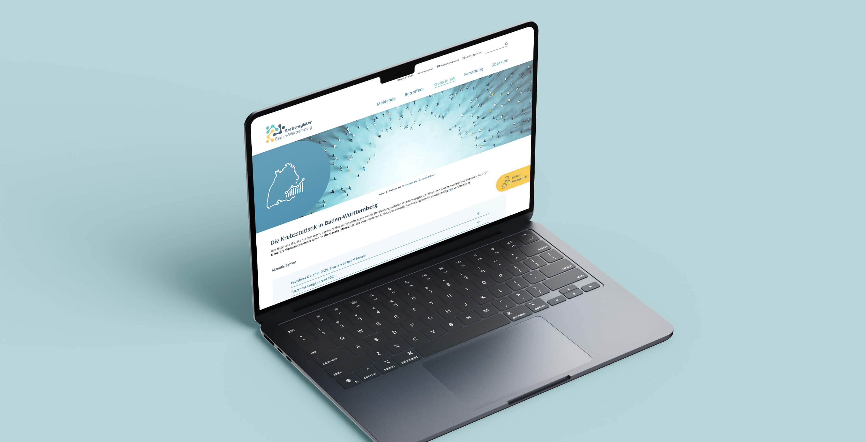 Referenzprojekt Krebsregister Baden-Württemberg Mockup (Laptop)