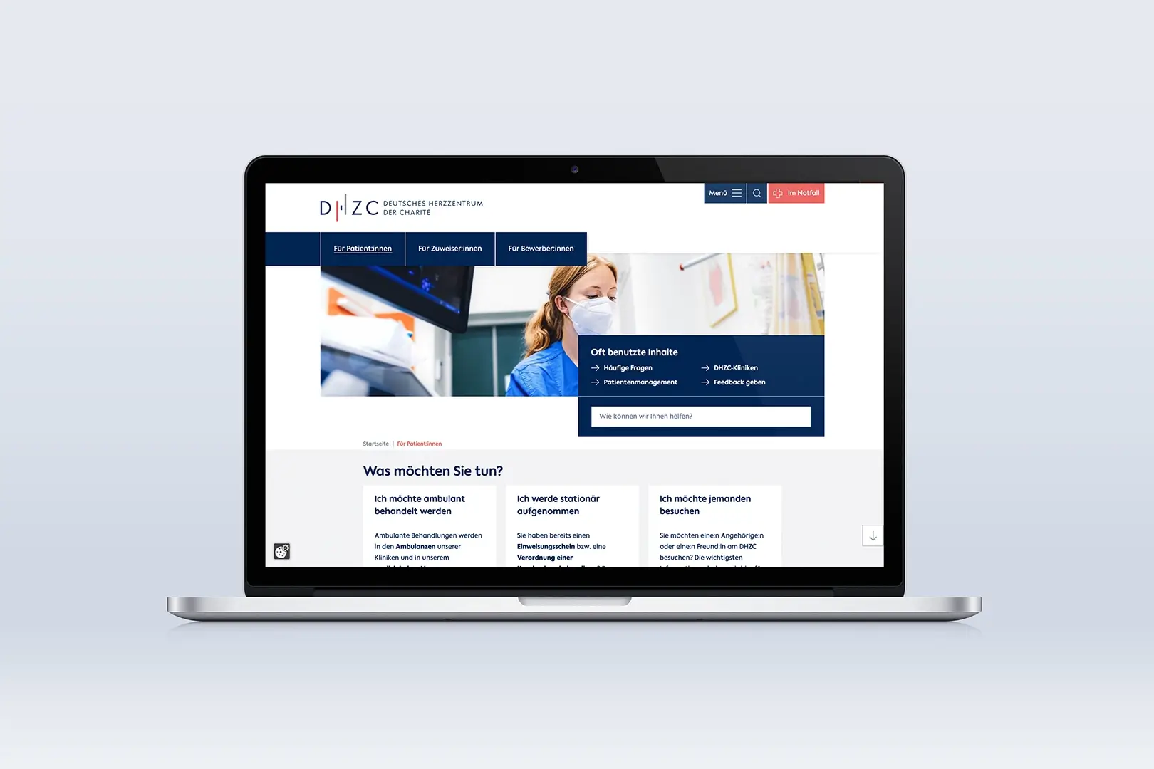 Referenzprojekt Deutsches Herzzentrum der Charité Webseite stationär