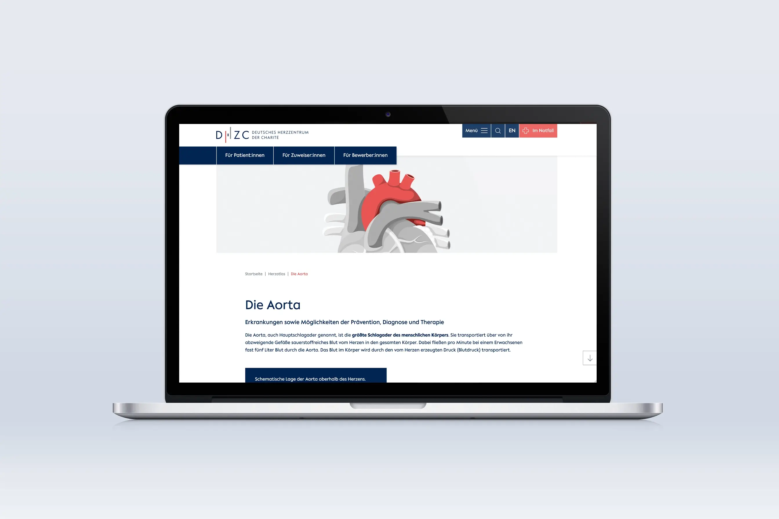 Referenzprojekt Deutsches Herzzentrum der Charité Webseite stationär