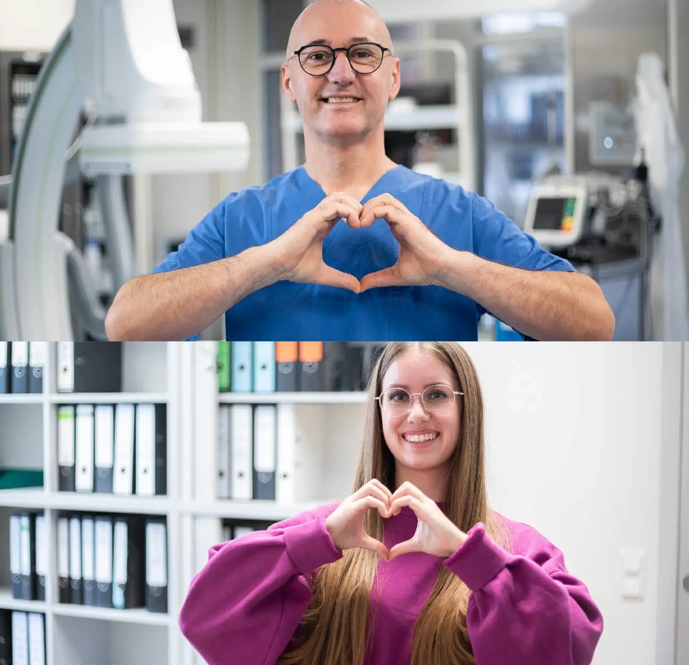 Referenzprojekt St. Anna Krankenhaus Website Imagebilder Mitarbeiter die eine Herzgeste aus Händen formen