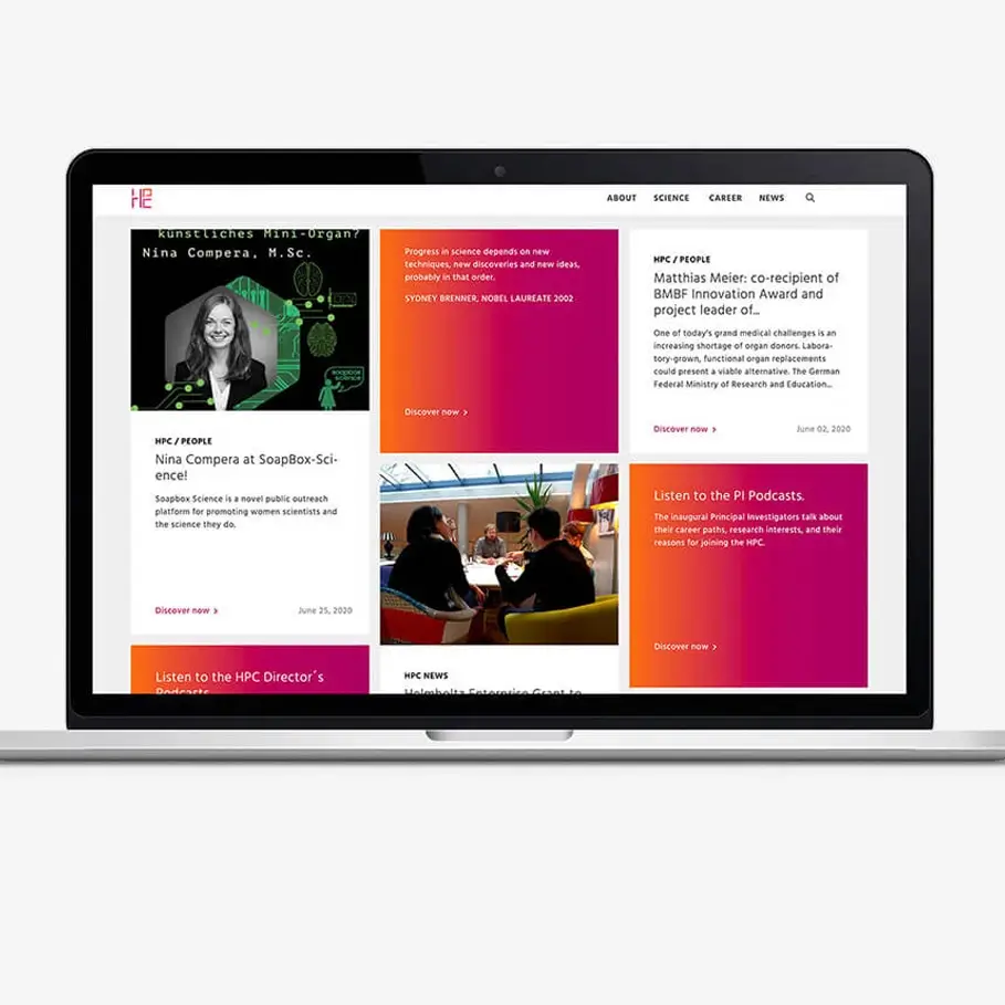 Referenz Helmholtz Pioneer Campus - Markenentwicklung Screendesign