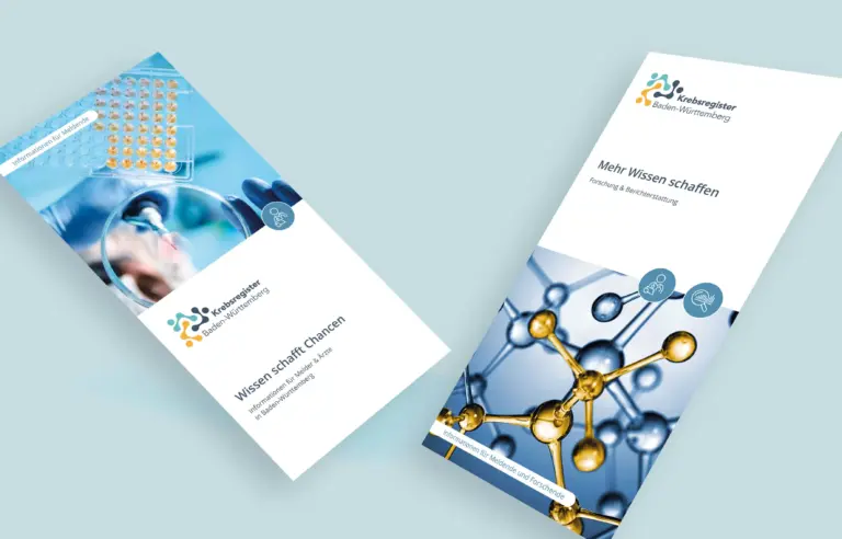 Referenzprojekt Krebsregister Baden-Württemberg Corporate-Design Mockup Flyer