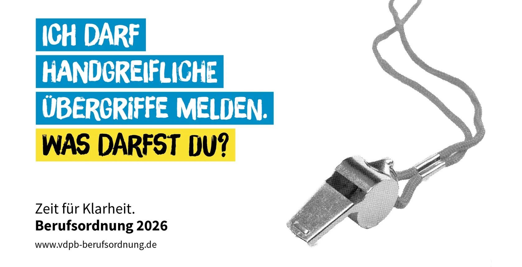 Referenzprojekt Vereinigung der Pflegenden in Bayern Kampagne zur Einführung einer Berufsordnung Beispiel Kampagenmotivik Typ auf farbigen Balken Bildmotivik in starker schwarzweiß Rasterung