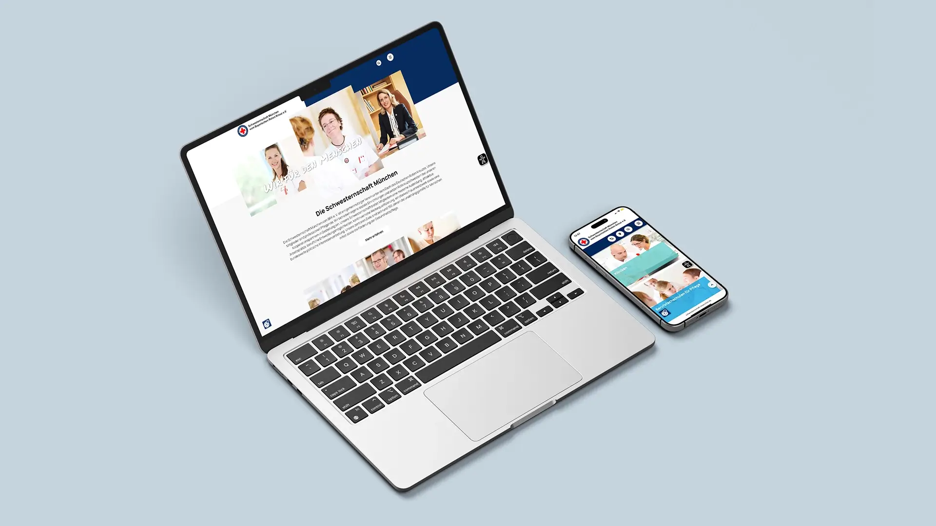 Referenzprojekt Schwesterschaft München Website Mockup stationär und mobil