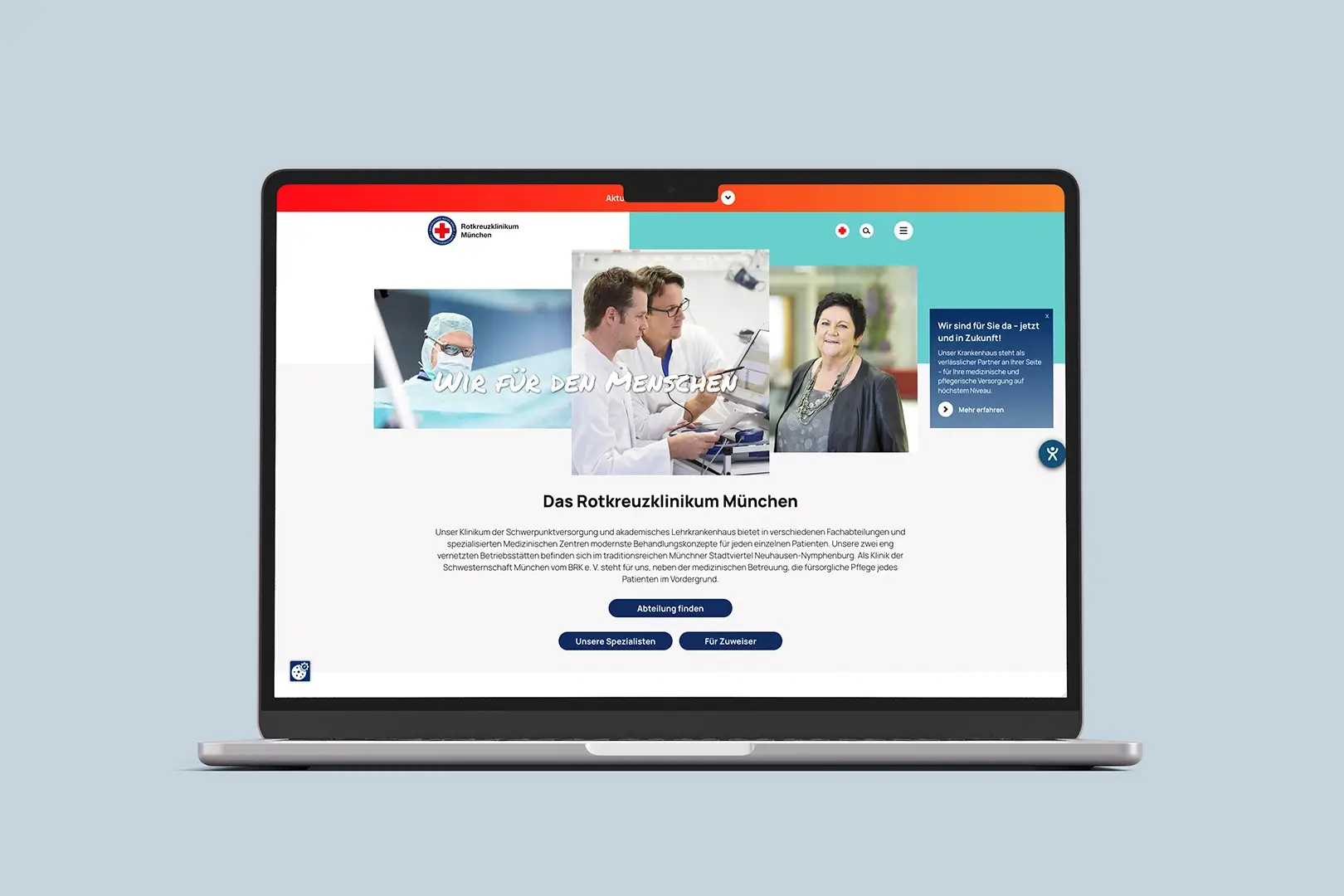 Referenzprojekt Schwesterschaft München Website Mockup stationär