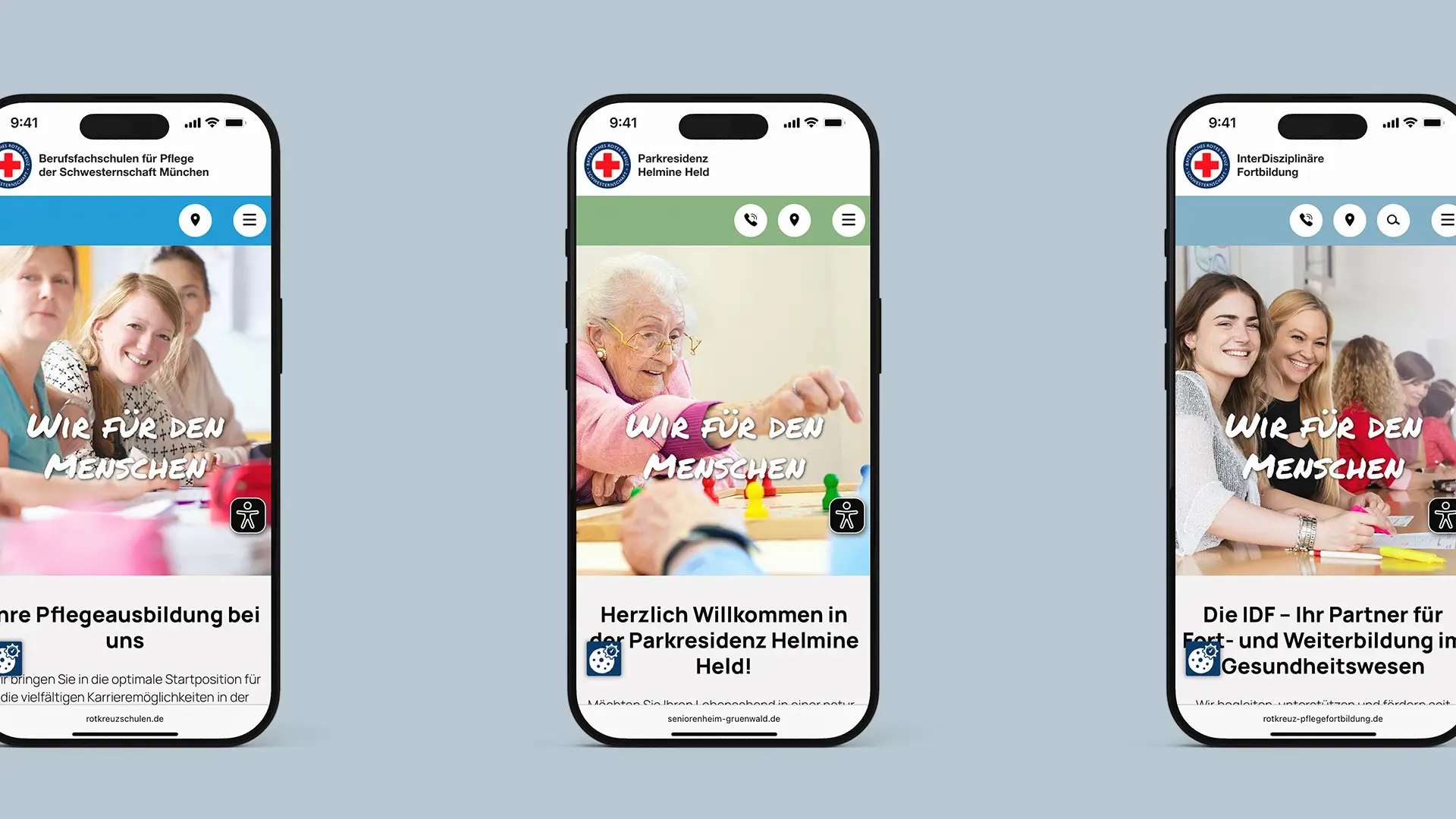 Referenzprojekt Schwesterschaft München Website Mockup mobil
