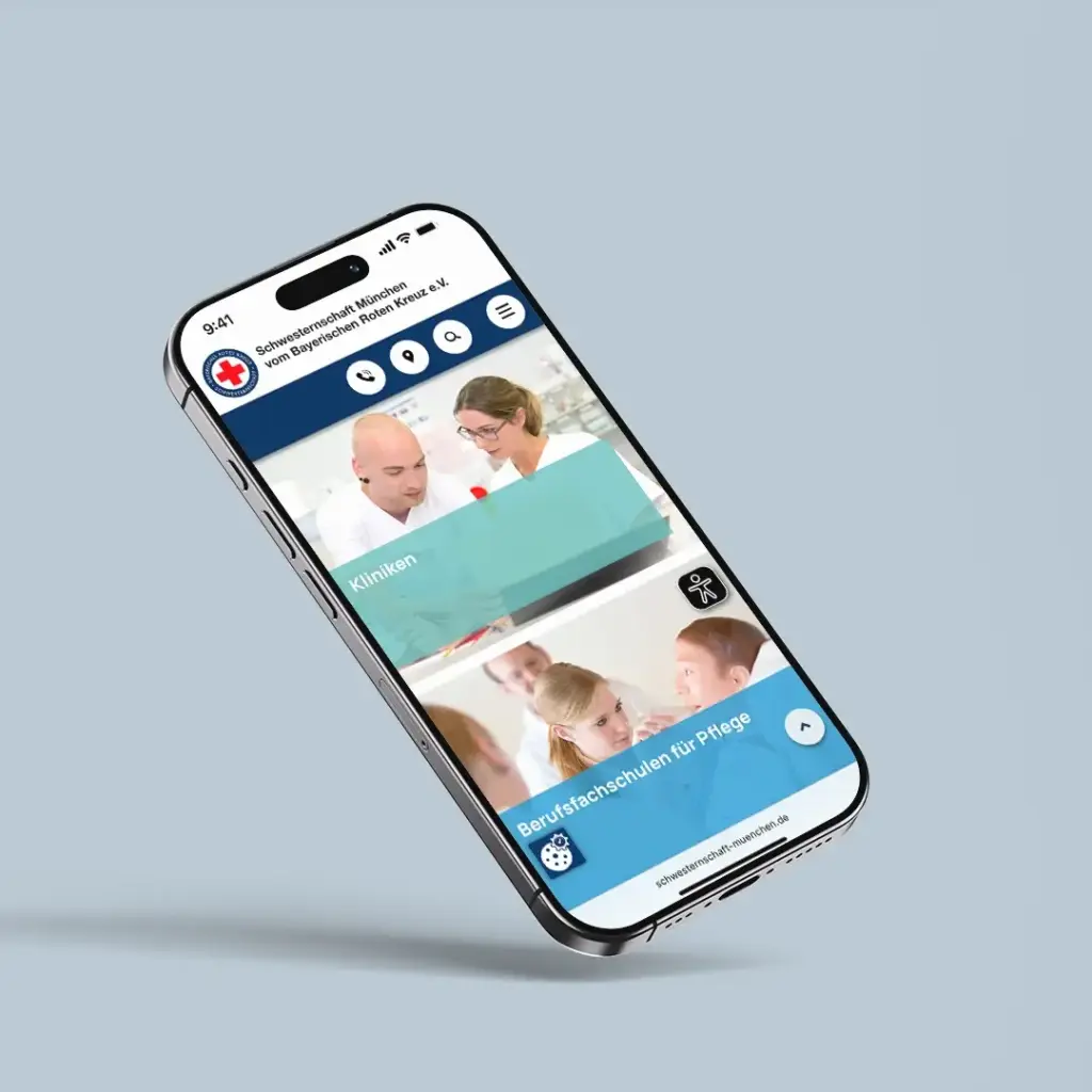 Referenzprojekt Schwesterschaft München Website Mockup mobil