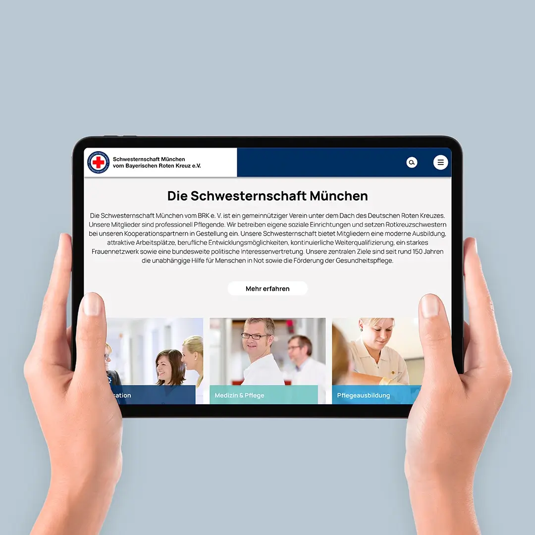 Referenzprojekt Schwesterschaft München Website Mockup stationär