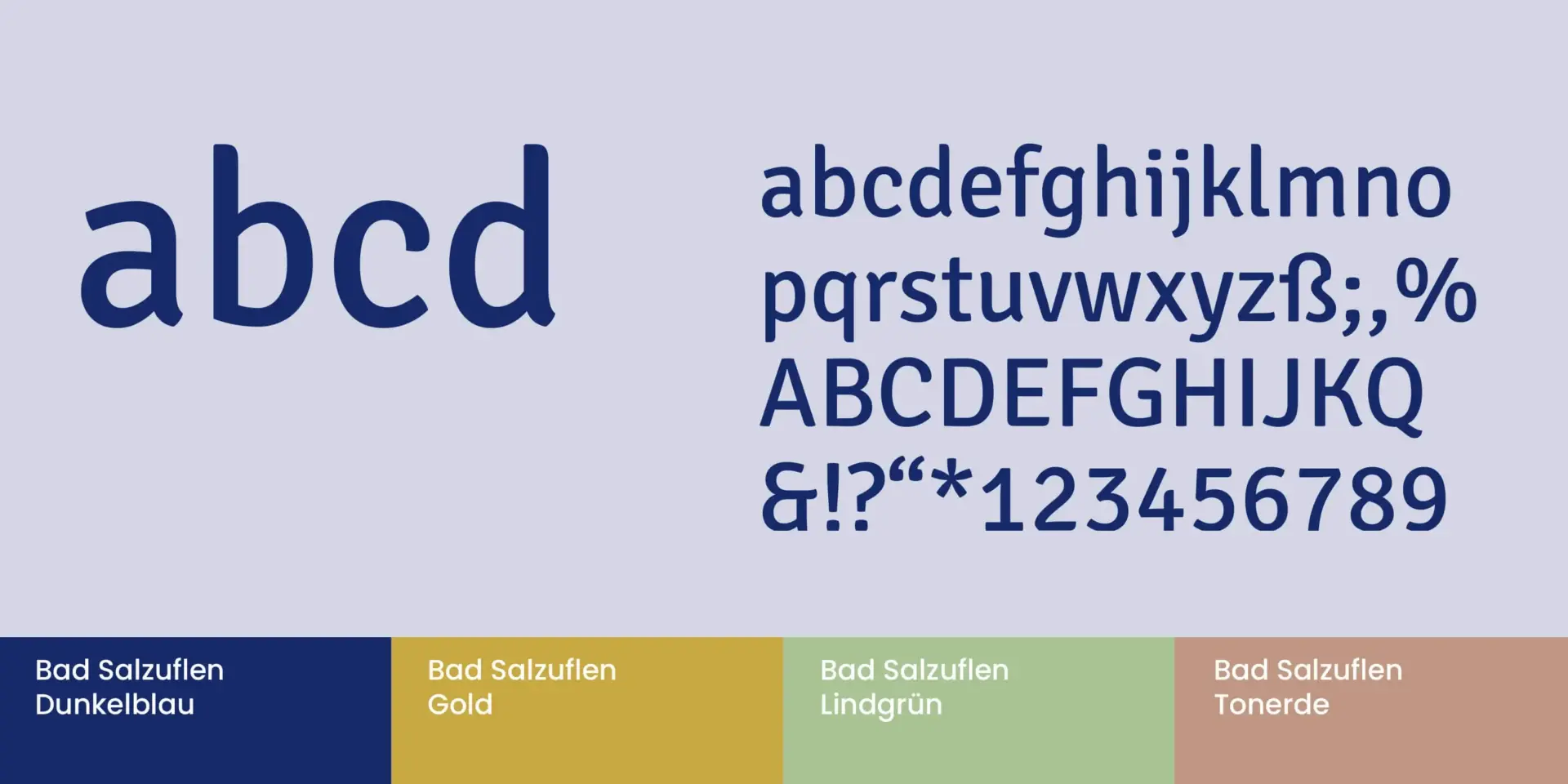 Referenzprojekt Bad Salzuflen Abbildung Corporate Design Typografie und Farben sowie eine Abbildung der Schriftart