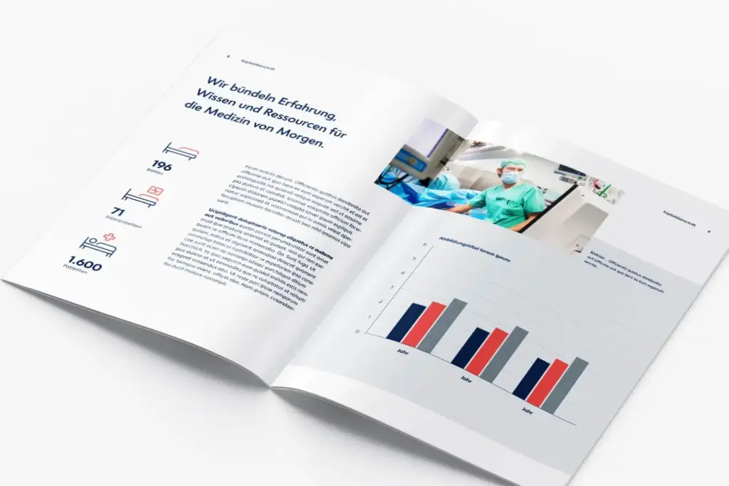 Referenzprojekt Deutsches Herzzentrum der Charité Mockup Imagebroschüre Innenseiten